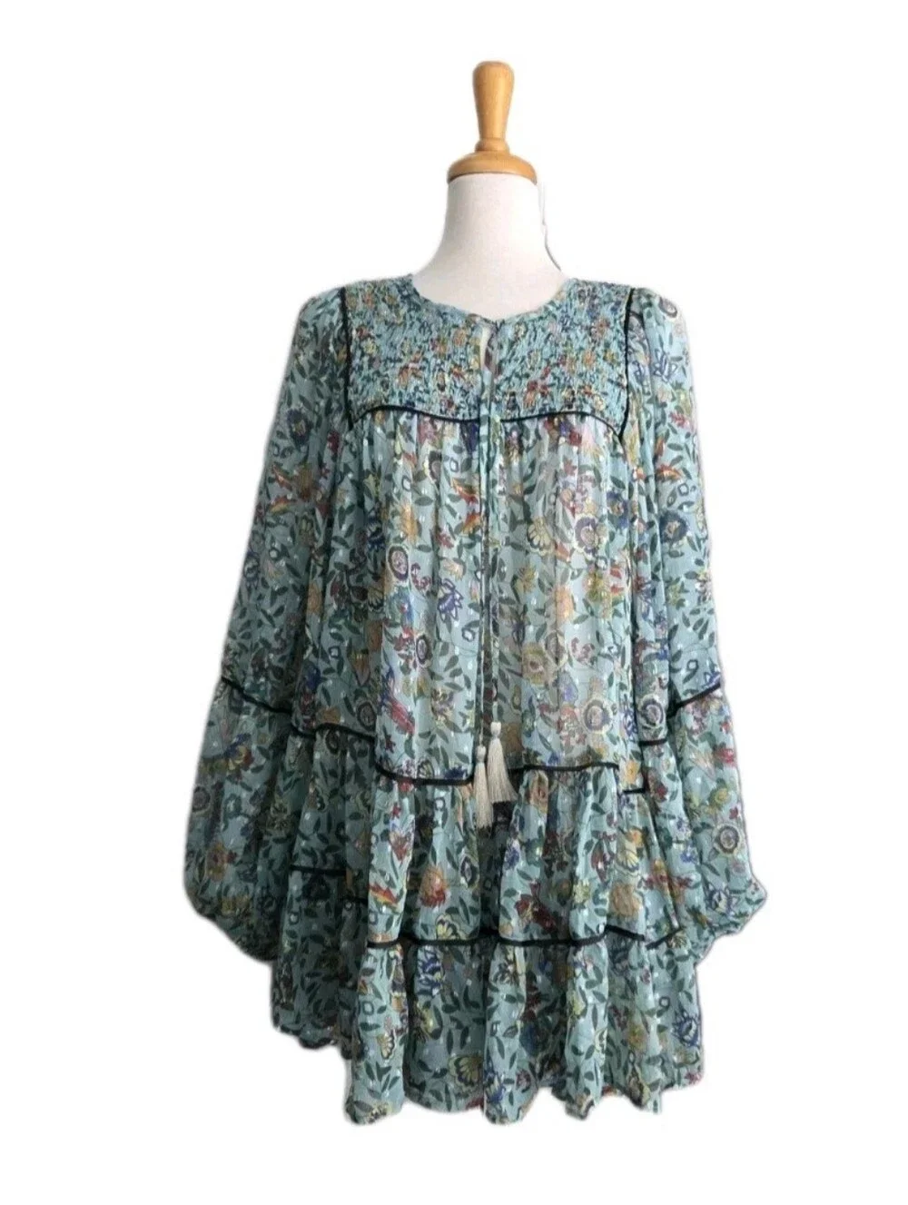 Free People Free Swinging Mini Dress Women's L Bohemian Beach - Picture 8 of 8